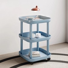 맙소샵 서브테이블 인테리어 스툴 트롤리 BRP348, 블루, 3단