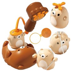 貝盧奇爾 水槍 蓮蓬頭 小熊船 洗澡玩具 belucQQ803, 1個, 混合顏色