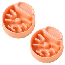 둥둥펫 반려동물 급체 방지 슬로우 밥그릇, 핑크, 2개