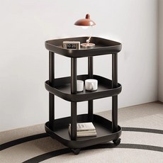맙소샵 서브테이블 인테리어 스툴 트롤리 BRP348, 블랙, 3단