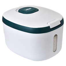 多用途一鍵彈蓋防蟲儲米桶, 墨綠色, 1個