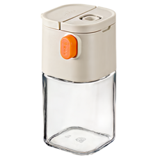 couselect 廚房二合一定量調味罐/密封調料瓶/防潮玻璃罐/佐料罐 12.7 x 6.8 x 6.5cm 米色, 1個, 180ml