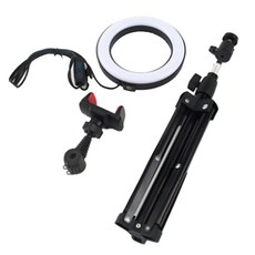 網美補光LED環形燈架組 小燈配小腳架, 白色/黑色