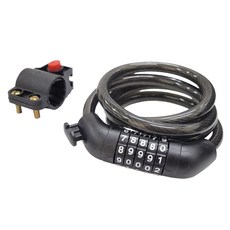 10mm自行車5位數自訂密碼鎖 附固定座, 黑色, 1個