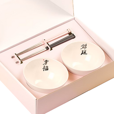 台灣第一筷 夫妻碗筷 幸福錦延, 1組, 2雙筷子 + 2個碗, 幸福錦延 多色