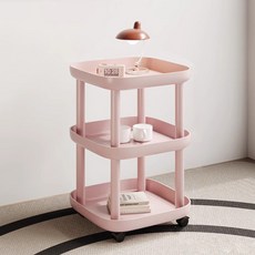 맙소샵 서브테이블 인테리어 스툴 트롤리 BRP348, 핑크, 3단