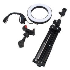 網美補光LED環形燈架組 小燈配大腳架, 白色/黑色