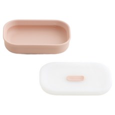 TACKAON 幼兒用 123 矽膠餐具組, 1套, 長碗 + 蓋子, 米粉色