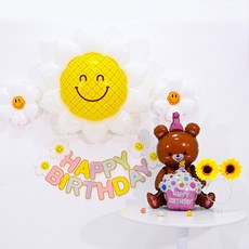 PARTYSHOW 向日葵雛菊花環髮帶組, 1套, 杯子蛋糕棕色小熊