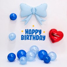PARTYSHOW 雛菊生日派對緞帶氣球組, 1套, 藍色派對
