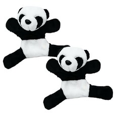 MashaTwo 冰箱磁鐵迷你熊貓玩偶 2入, 黑色