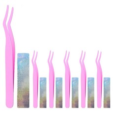 바움미루 속눈썹 핀셋 + 카드 세트, 6세트, 풀 핑크