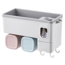 多功能牙刷杯收納置物架 雙杯款 壁掛式漱口杯架, 1個, 混和顏色