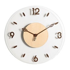 上手家居 實木透明靜音掛鐘, 原木色