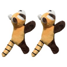 마샤투 냉장고 자석 부착 미니 인형 너구리 2p, 브라운