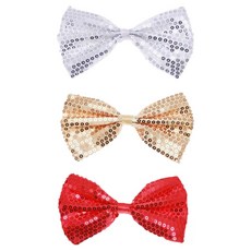 파티공구 고급 스팡클 나비 넥타이 3종 세트, 레드, 골드, 실버, 3개입