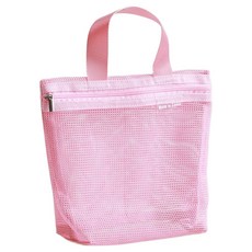 더자카 휴대용 물빠짐 욕실 메쉬 파우치, 핑크