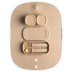 헤겐 유아용 밀타임 이유식 식판매트 키트 6p 세트, 토프, 실리콘 식판 매트 + 보관용기 2p + 스푼 + 포크 + 케이스, 1세트