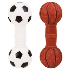 doongdoongpet 狗狗堅固啾啾玩具 運動啞鈴球2件組, 1套, 足球, 籃球
