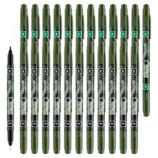 라인플러스 물로 지우는 수성 OHP 펜 M F 2종 x 12p 세트, 흑색, 녹색, 1세트