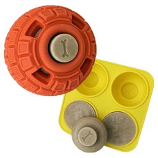 BOOM BOOM PAW 狗狗冰淇淋製作器 + Pupsicle 嗅聞玩具球組, 1套, 橘色(Pupsicle), 黃色(冰淇淋製作器)