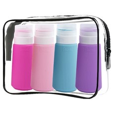 瘋狂姐妹 健身房 游泳池 旅行用分裝瓶 軟管式 90ml x 4入 + 收納袋組合, 1套, C