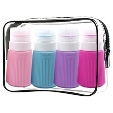 Nalli Sisters 健身房 游泳池 旅行用軟管分裝瓶 60ml x 4入 + 收納袋組合, 1套, C