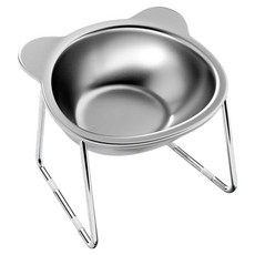 doongdoongpet 寵物不鏽鋼小熊餐具, 銀色, 1個