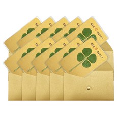 幸運符號 幸運特大四葉草 真花鍍金卡, 10個, 混合顏色