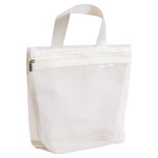 더자카 휴대용 물빠짐 욕실 메쉬 파우치, 아이보리