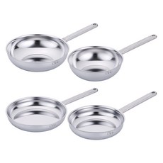 LiViNG ART Cielo 無研磨劑全包覆五層不鏽鋼鍋具4件組 4入, 1套, 單一顏色, 平底鍋 24cm + 平底鍋 28cm + 炒鍋 24cm + 炒鍋 28cm