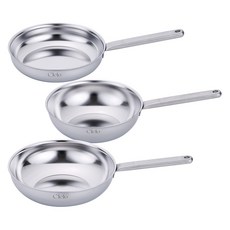 LiViNG ART Cielo 免拋光全五層不鏽鋼平底鍋 3件C套組 3入, 1套, 平底鍋 24cm + 炒鍋 24cm + 炒鍋 28cm, 單一顏色