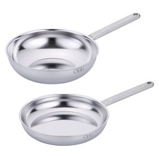 LiViNG ART Cielo 電磁爐用 無研磨劑 全五層不鏽鋼鍋具 2件組 B套組 2入, 1套, 平底鍋 28cm + 炒鍋 28cm, 單一顏色
