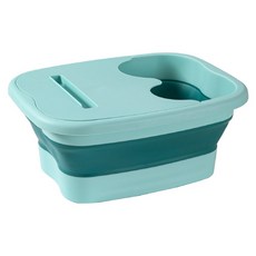 AHOYE 加深可折疊帶蓋置物腳底按摩泡腳桶, 藍綠色, 1個