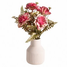 Meric Garden 高仿真台灣稀世鎏金玫瑰陶瓷花藝花瓶組/裝飾花瓶/桌面擺飾, 粉金色花朵 白色花瓶, 1個