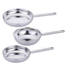 LiViNG ART Cielo 免拋光全五層不鏽鋼平底鍋 3件B套組 3入, 1套, 平底鍋 24cm + 平底鍋 28cm + 炒鍋 24cm, 單一顏色