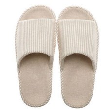 Home of flowers 繁花之家 日式亞麻室內拖鞋/居家拖鞋/防滑拖鞋/棉拖鞋/止滑拖鞋/情侶室內拖鞋/靜音拖鞋, 米色, 1雙