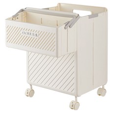 Ants 節省空間 移動式組合洗衣籃 2件組, 奶油象牙白