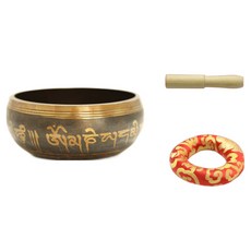Hataesmall 簡約十字棒頌缽 8cm + 木棒 + 線墊套組, 1套, 混合色