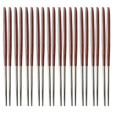 木紋手柄不鏽鋼筷, 棕色, 10個, 單品