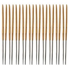 木紋手柄不鏽鋼筷, 黃色, 10個, 單品