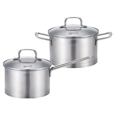 리빙아트 에센셜 인덕션 스텐 냄비 2종 세트 C, 편수18cm + 양수 20cm, 1세트