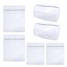 Axis 艾克思 實用防滑拉鍊筒形/方形細密網洗衣袋 6件組, 1組, 白色