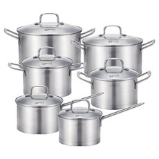 LiViNG ART Essential 電磁爐鍋具 6件組 B, 1套, 單一顏色, 單柄鍋 16cm + 單柄鍋 18cm + 雙耳鍋 18cm + 雙耳鍋 20cm + 湯鍋 24cm + 湯鍋 28cm