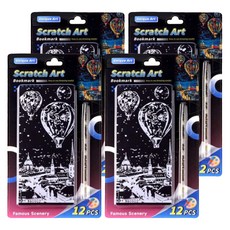 크블랑스 패션 스크래치 페이퍼 컬러링북 12종 + 펜슬포함 세트 70 x 155 mm, 010, 4세트