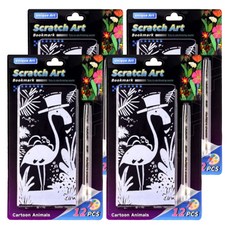 크블랑스 패션 스크래치 페이퍼 컬러링북 12종 + 펜슬포함 세트 70 x 155 mm, 016, 4세트