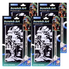 크블랑스 패션 스크래치 페이퍼 컬러링북 12종 + 펜슬포함 세트 70 x 155 mm, 011, 4세트