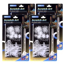 크블랑스 패션 스크래치 페이퍼 컬러링북 12종 + 펜슬포함 세트 70 x 155 mm, 014, 4세트