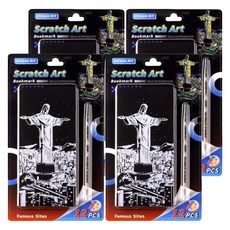 크블랑스 패션 스크래치 페이퍼 컬러링북 12종 + 펜슬포함 세트 70 x 155 mm, 013, 4세트