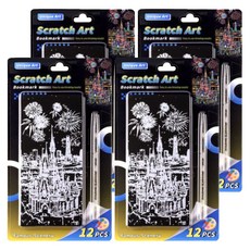 크블랑스 패션 스크래치 페이퍼 컬러링북 12종 + 펜슬포함 세트 70 x 155 mm, 009, 4세트